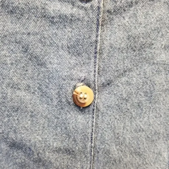 Vintage 90's NEW Denim Dress Embroidered Roses Floral Faux Wrap Button Size M - Picture 10 of 16